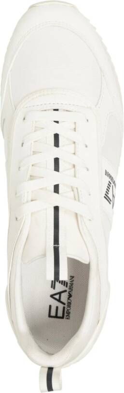 Emporio Armani EA7 Damesvetersneakers met eenvoudig patroon White Dames