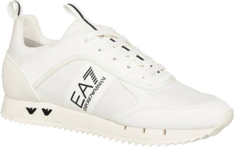 Emporio Armani EA7 Damesvetersneakers met eenvoudig patroon White Dames