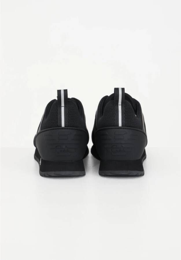 Emporio Armani EA7 Zwarte Mesh Sneakers met Logo Detail Zwart Heren