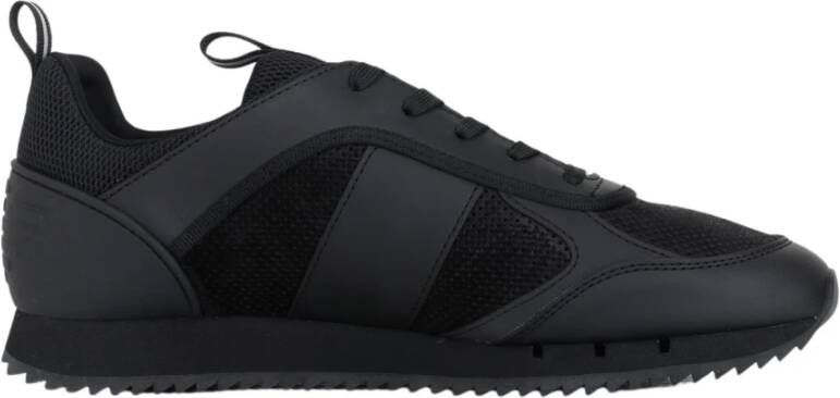 Emporio Armani EA7 Zwarte Mesh Sneakers met Logo Detail Zwart Heren