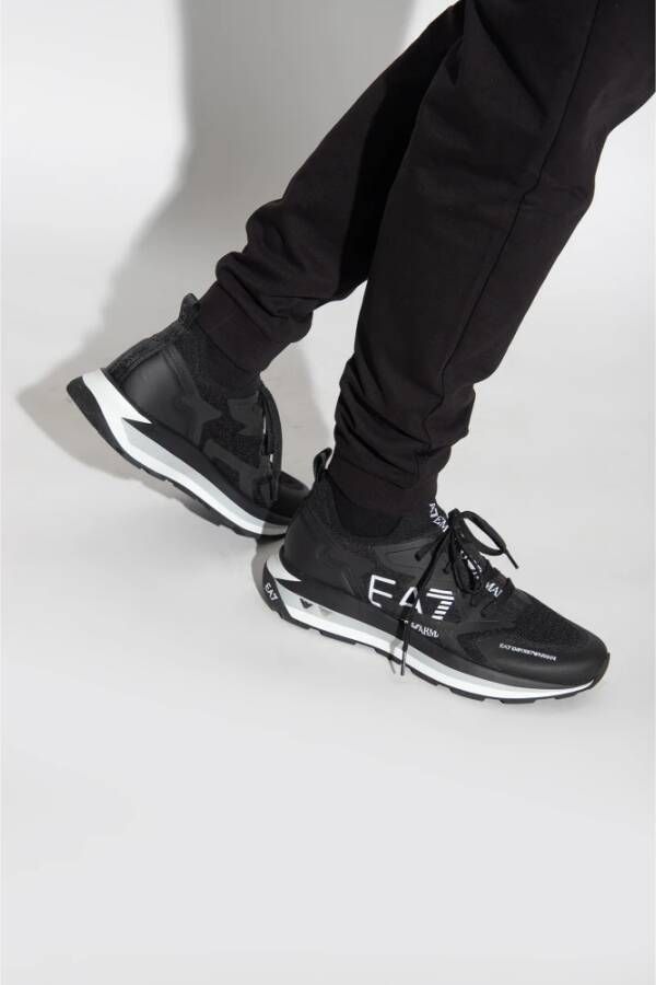 Emporio Armani EA7 Sneakers met logo Zwart Heren