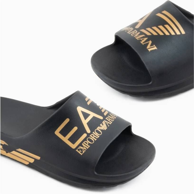 Emporio Armani EA7 Veelzijdige Sliders met Maxi Logo Black Heren