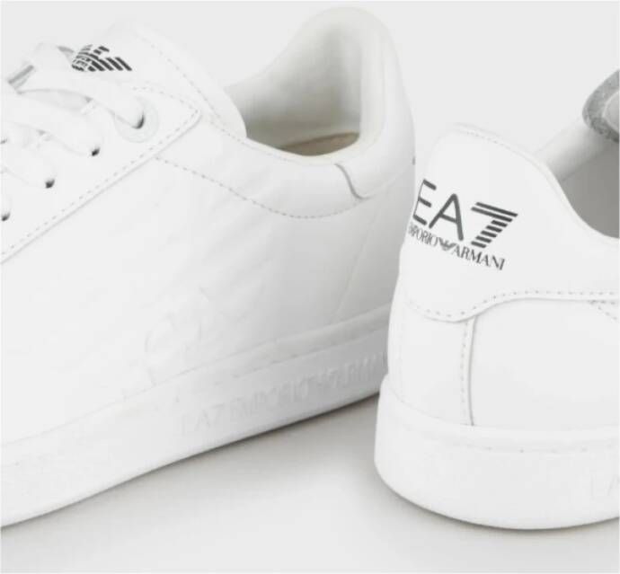 Emporio Armani EA7 Witte Leren Sneakers met Adelaarslogo