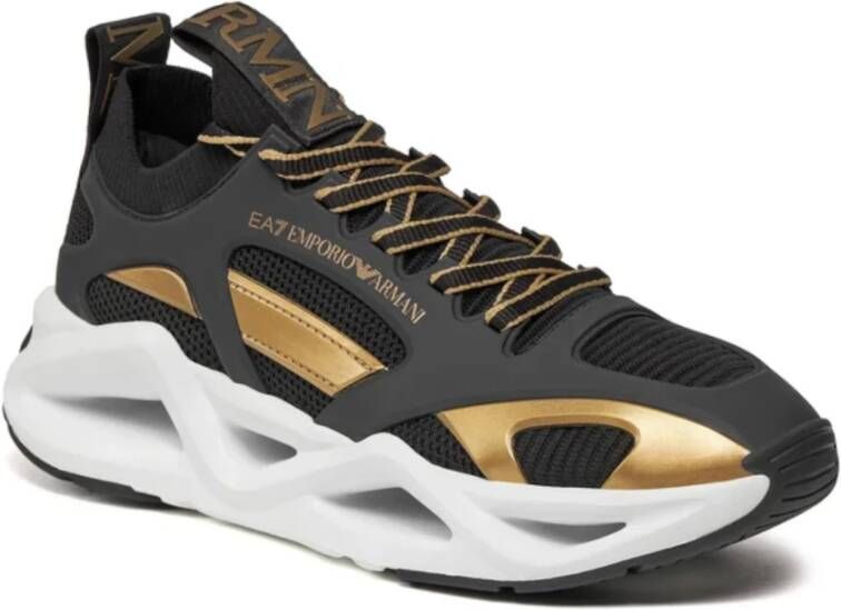 Emporio Armani EA7 Zwarte en Gouden Herensneakers Multicolor Heren