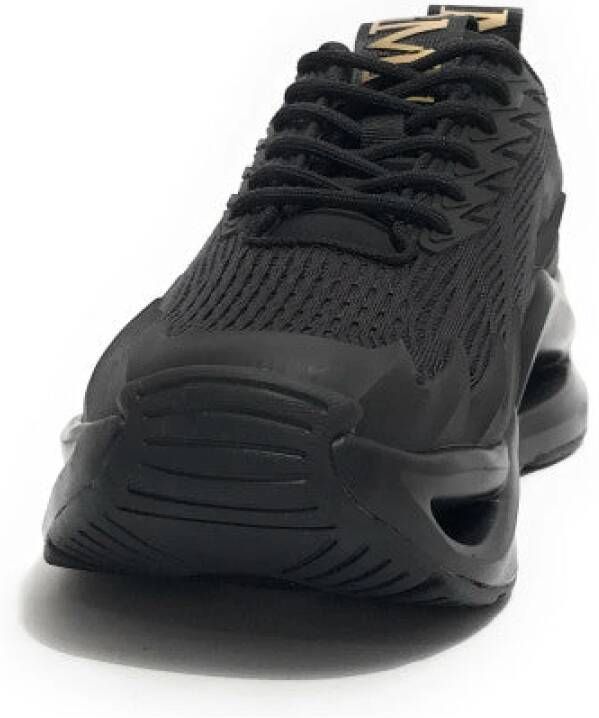 Emporio Armani EA7 Zwarte Gebreide Sneakers met Oneindigheidssymbool
