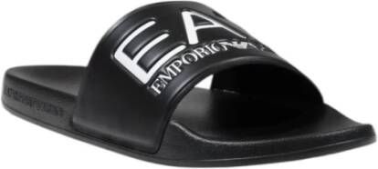 Emporio Armani EA7 Zwarte Printpatroon PVC Slippers Black Heren