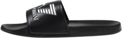 Emporio Armani EA7 Zwarte Printpatroon PVC Slippers Black Heren