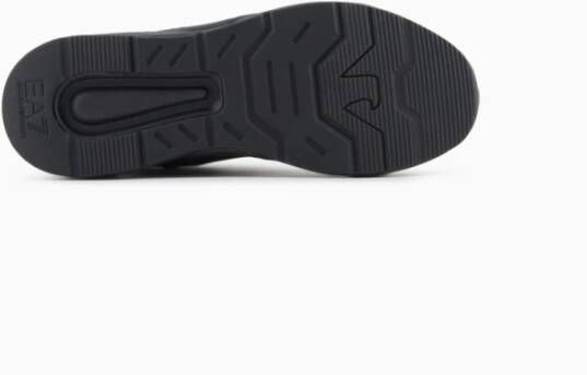 Emporio Armani EA7 Zwarte PU Leren Sneakers Exagon Model