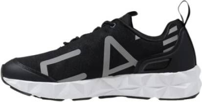 Emporio Armani EA7 Zwarte Sneakers met Print en Veters
