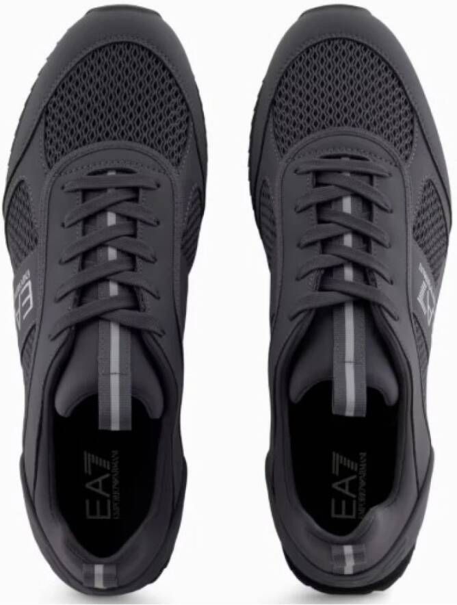 Emporio Armani EA7 Zwarte Sneakers met Reflecterende Details Black Heren