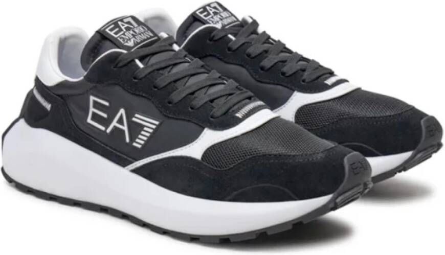 Emporio Armani EA7 Zwarte Sneakers met Versterkte Hiel Black Heren