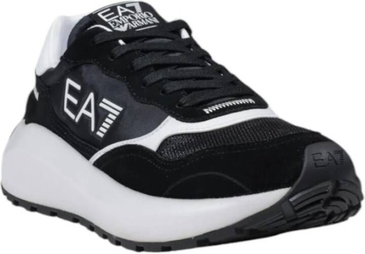 Emporio Armani EA7 Zwarte Veterschoenen voor Mannen Black Heren
