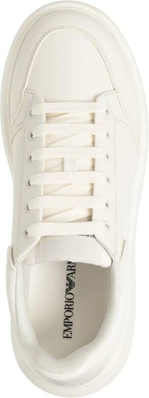 Emporio Armani Eenvoudige Vetersneakers White Heren