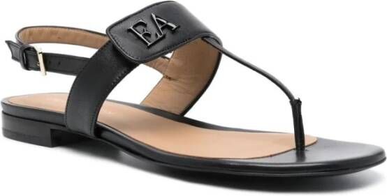 Emporio Armani Flat Sandals Black Dames
