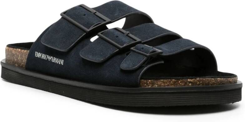 Emporio Armani Casual Grijze Leren Sandalen Gray Heren