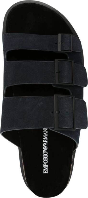 Emporio Armani Casual Grijze Leren Sandalen Gray Heren