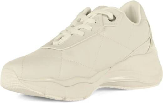 Emporio Armani Gewatteerde leren sneakers White Dames