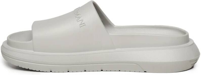 Emporio Armani Grijze Logo Slide Sandalen 100% Rubber
