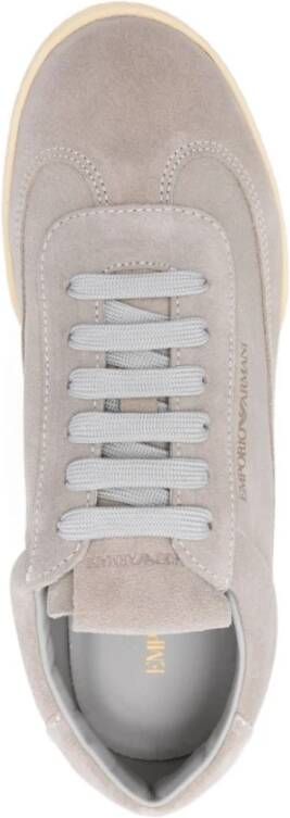 Emporio Armani Grijze Suède Veterschoenen
