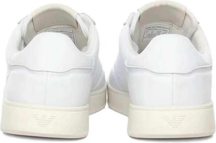 Emporio Armani Leren Front Lace Round Toe Sneakers
