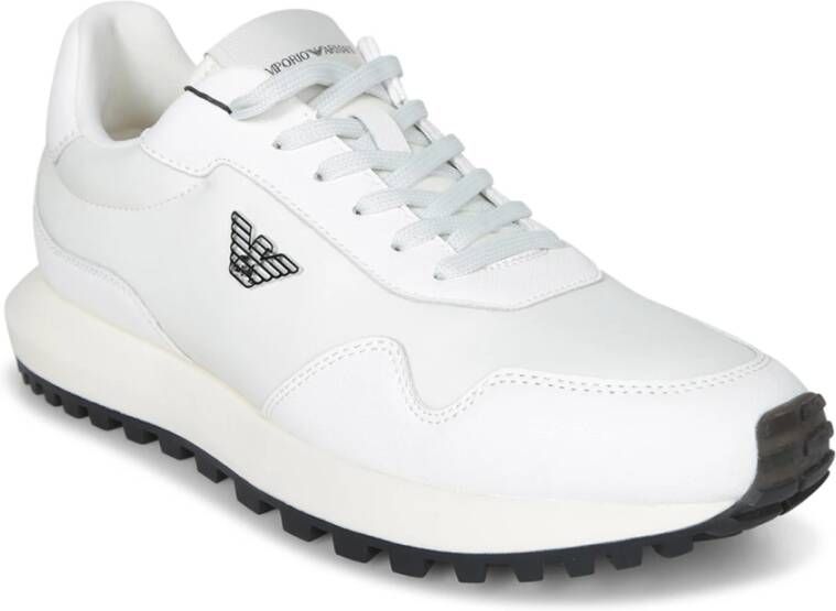 Emporio Armani Leren Nylon Runner Sneakers White Heren