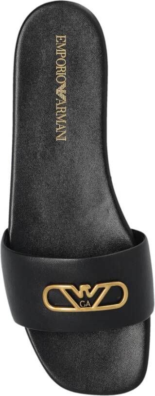 Emporio Armani Leren slippers met logo