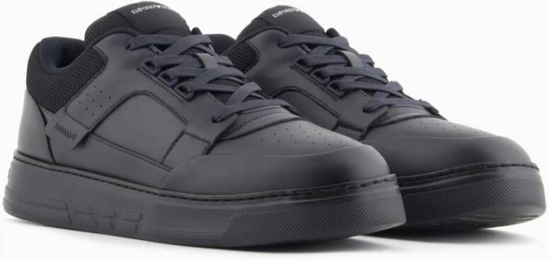 Emporio Ar i Leren sneakers met mesh details