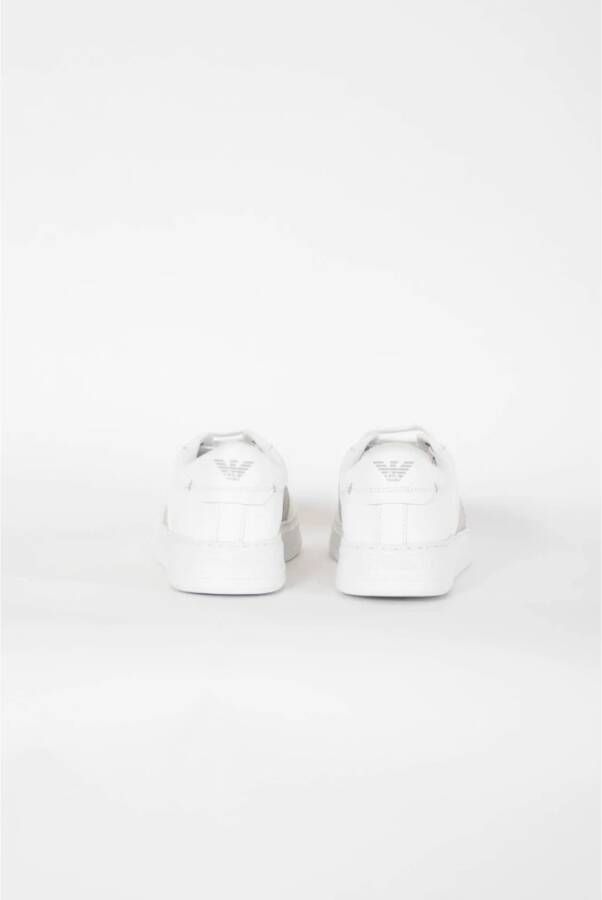 Emporio Armani Leren Sneakers met Rubberen Zool White Heren