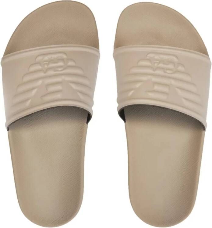 Emporio Armani Logo PVC Muiltjes Platte Schoenen Beige Dames