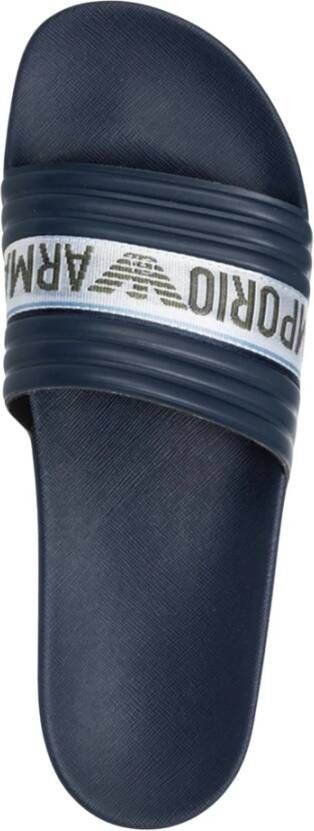 Emporio Armani Iconische Logo Sliders voor Mannen Blue Heren