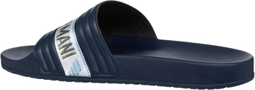 Emporio Armani Iconische Logo Sliders voor Mannen Blue Heren