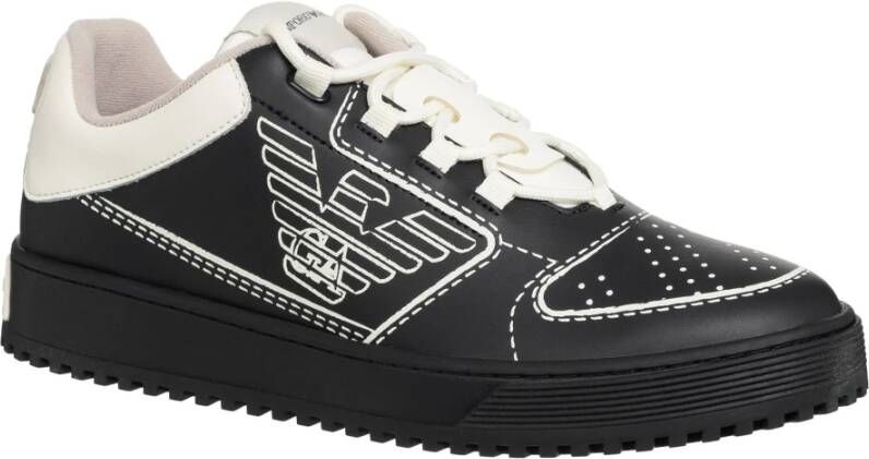 Emporio Armani Multicolor Vetersluiting Sneakers Black Heren