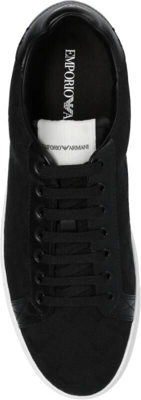Emporio Armani Nylon Sneakers met Jacquard All-Over Eagle
