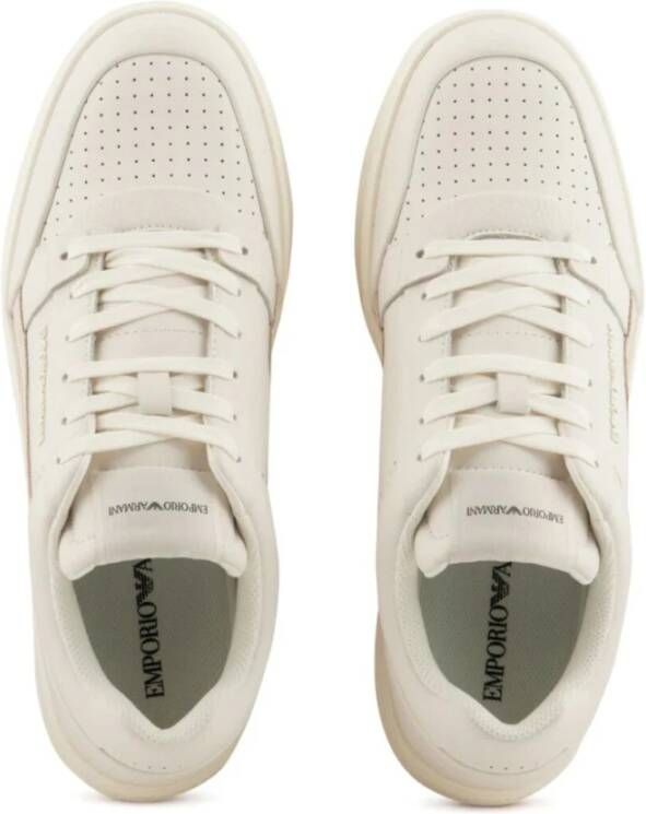 Emporio Armani Off White Suede Sneaker White Heren