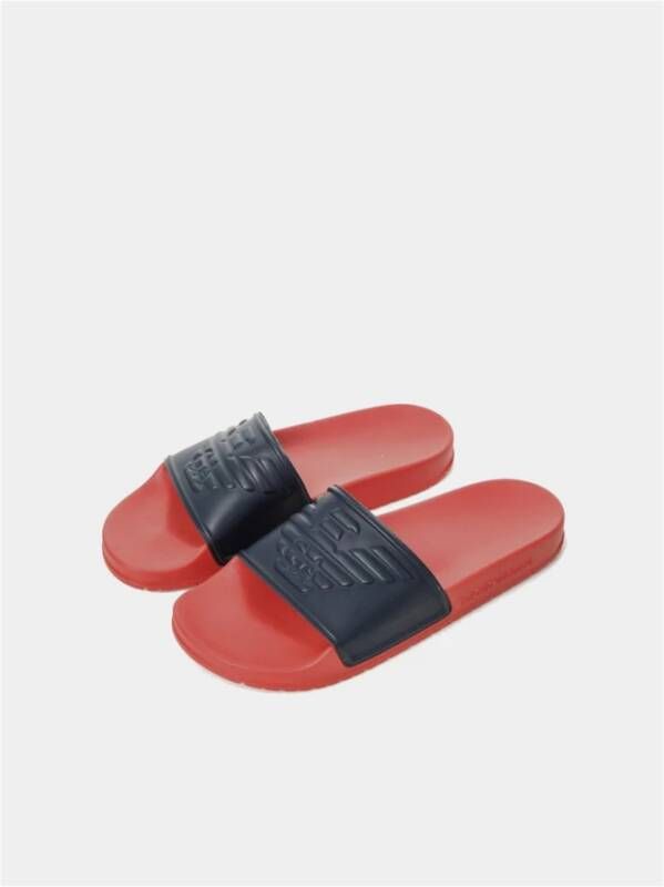 Emporio Armani Platte PVC Logo Muiltjes Blauw Multicolor Heren