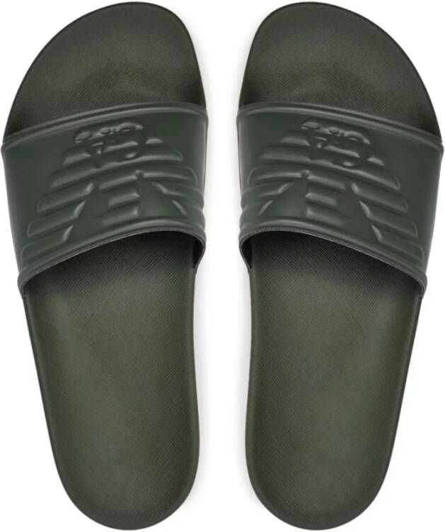 Emporio Armani Platte PVC-muiltjes met logoprint Green Heren