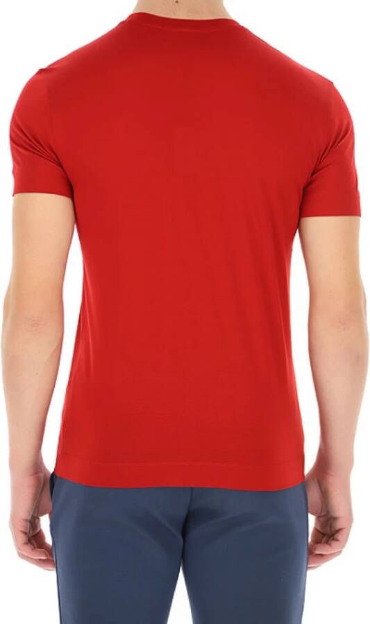 Emporio Armani Rode T-shirt met Korte Mouwen en Adelaarslogo voor Heren