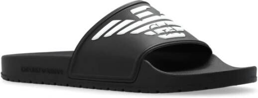 Emporio Armani Slippers met logo Black Heren