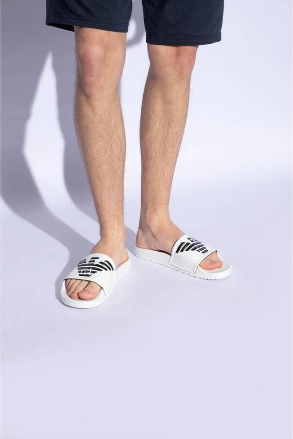 Emporio Armani Slippers met logo White Heren