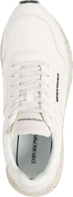 Emporio Armani Leren Vetersluiting Sneakers White Heren