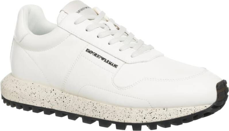 Emporio Armani Leren Vetersluiting Sneakers White Heren