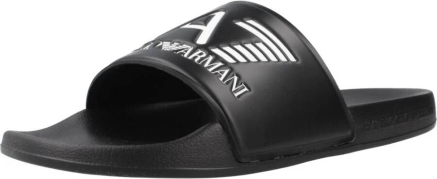 Emporio Armani Strandkleding Sliders voor Mannen Black Heren