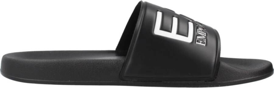 Emporio Armani Strandkleding Sliders voor Mannen Black Heren