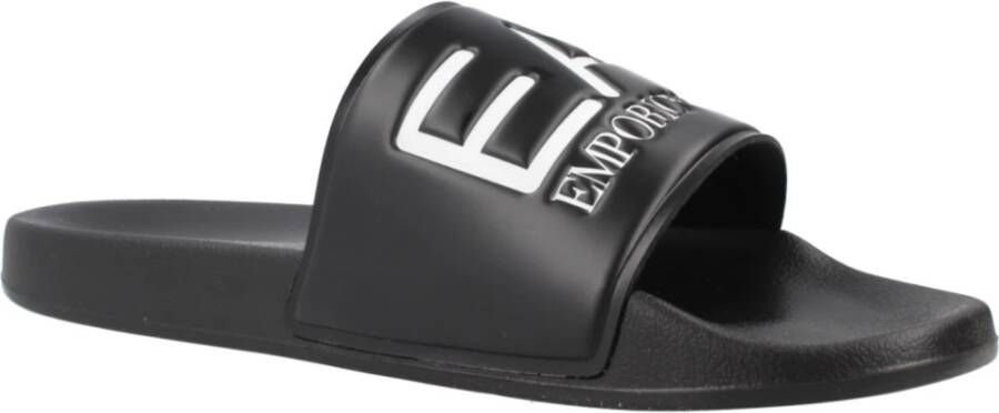 Emporio Armani Strandkleding Sliders voor Mannen Black Heren