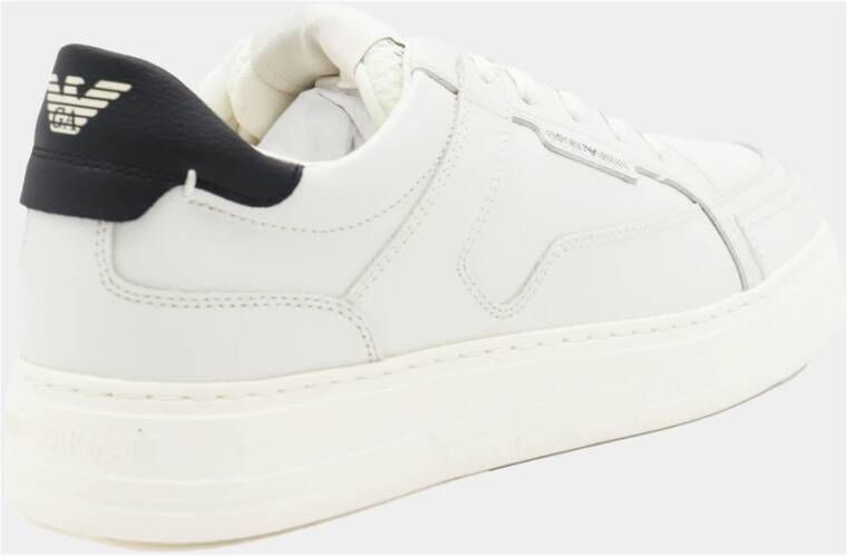 Emporio Armani Witte Blauwe Sneakers Logo Patch