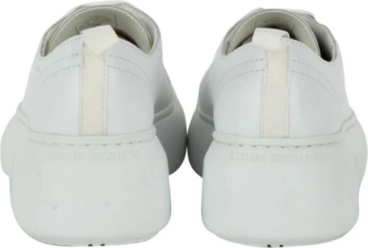 Emporio Armani Witte hoge zool leren sneakers White Dames