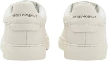 Emporio Armani Witte leren sneakers met ronde neus