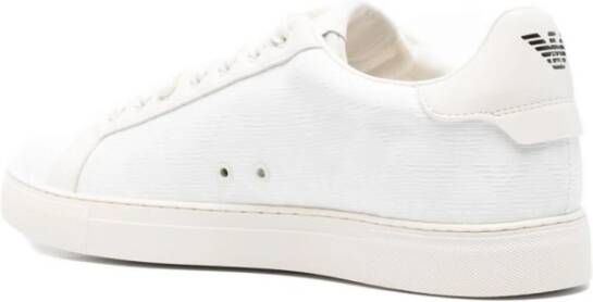 Emporio Armani Witte Leren Sneakers Veters Ronde Neus