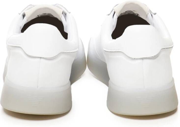 Emporio Armani Witte Leren Veterschoenen White Heren