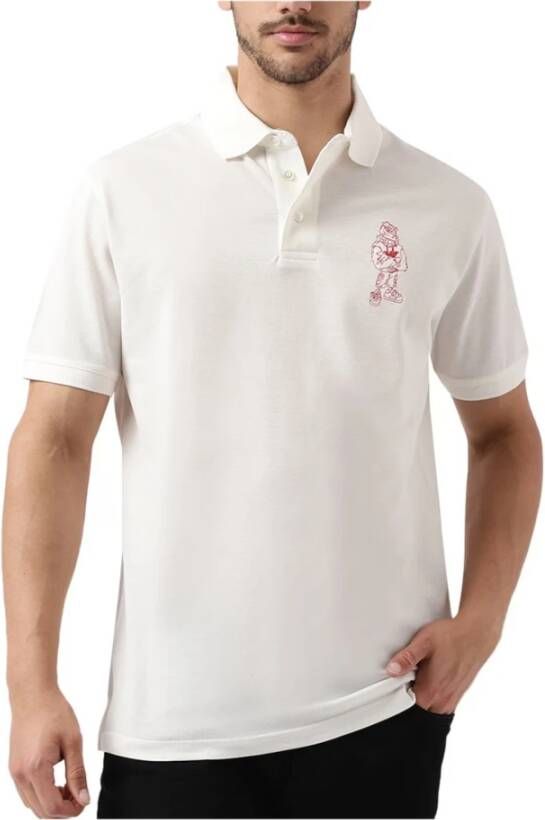 Emporio Armani Witte polo met geborduurd rood adelaarslogo